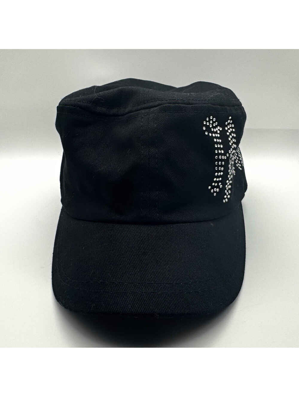 Harley-Davidson Black Studded Rhinestone Script Logo Cap Hat 100% Cotton OSFA